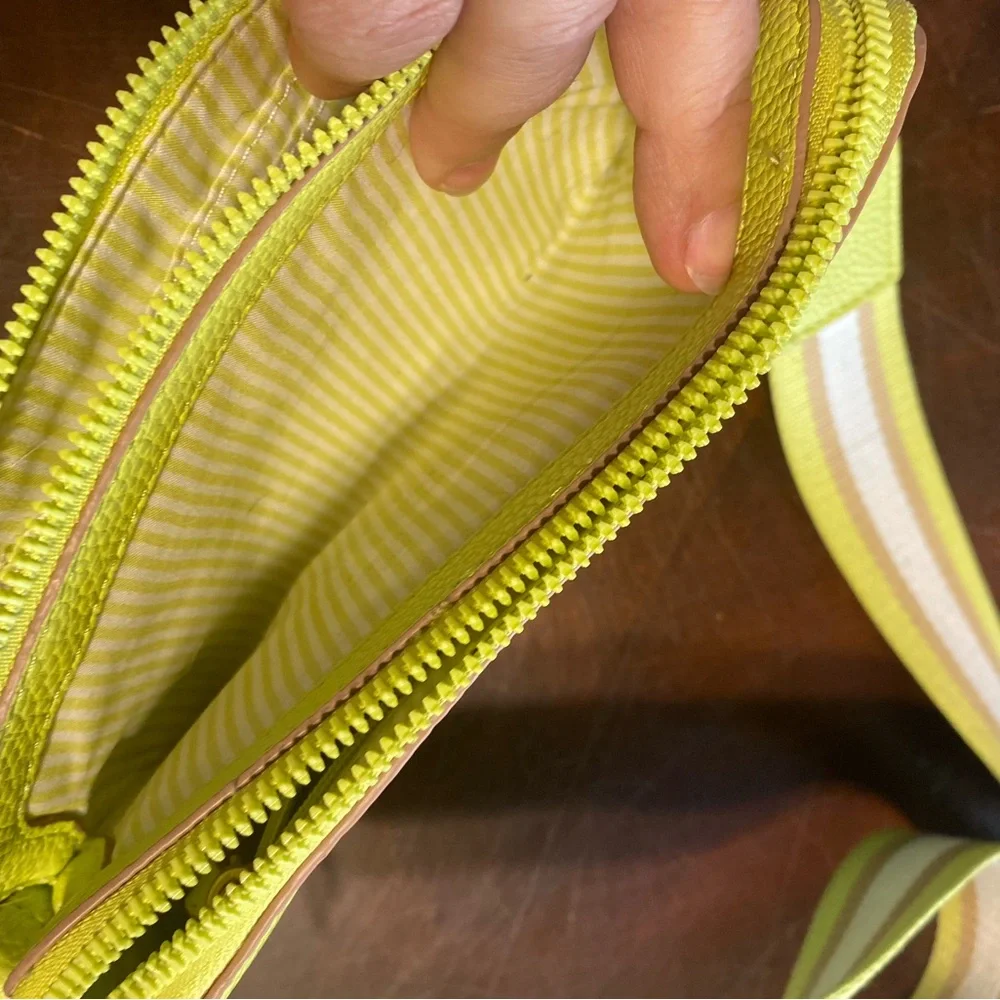 Nanette Lepore Lime Green Crossbody Bag with Striped Adjustable Strap